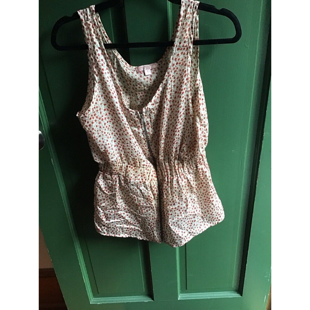 Vintage floral print sleeveless tank with zipper